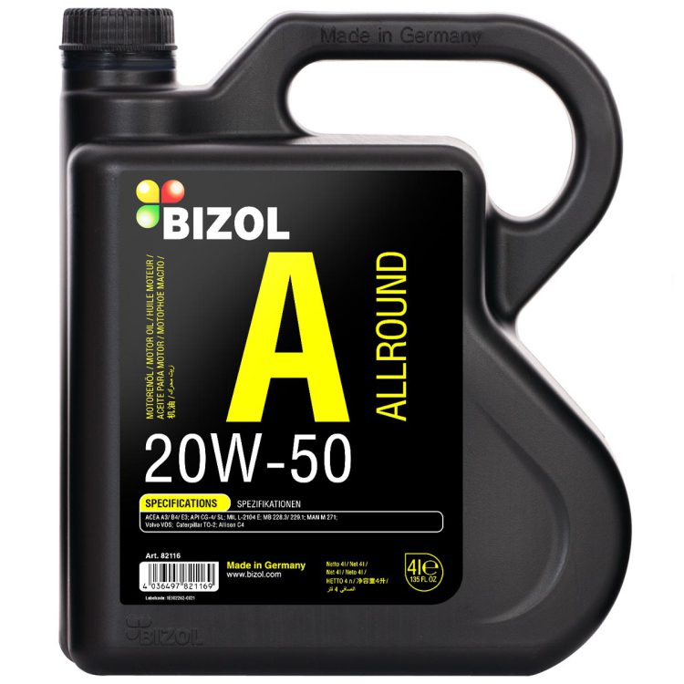 روغن موتور بیزول ۴ لیتری BIZOL 20W-50